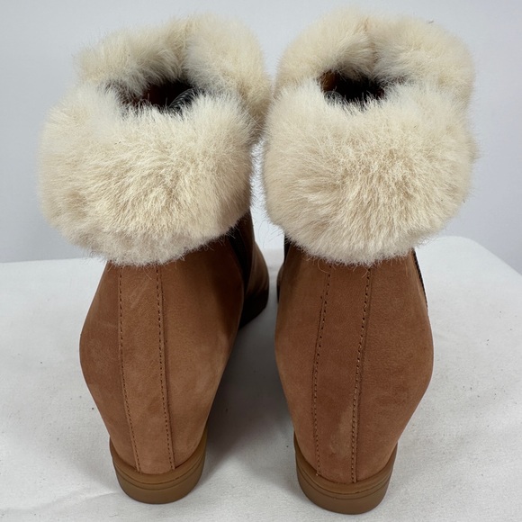 Linea Paolo | Women’s 6 Brown Hidden Wedge Flossie Ankle Boot Faux Fur - Picture 5 of 7